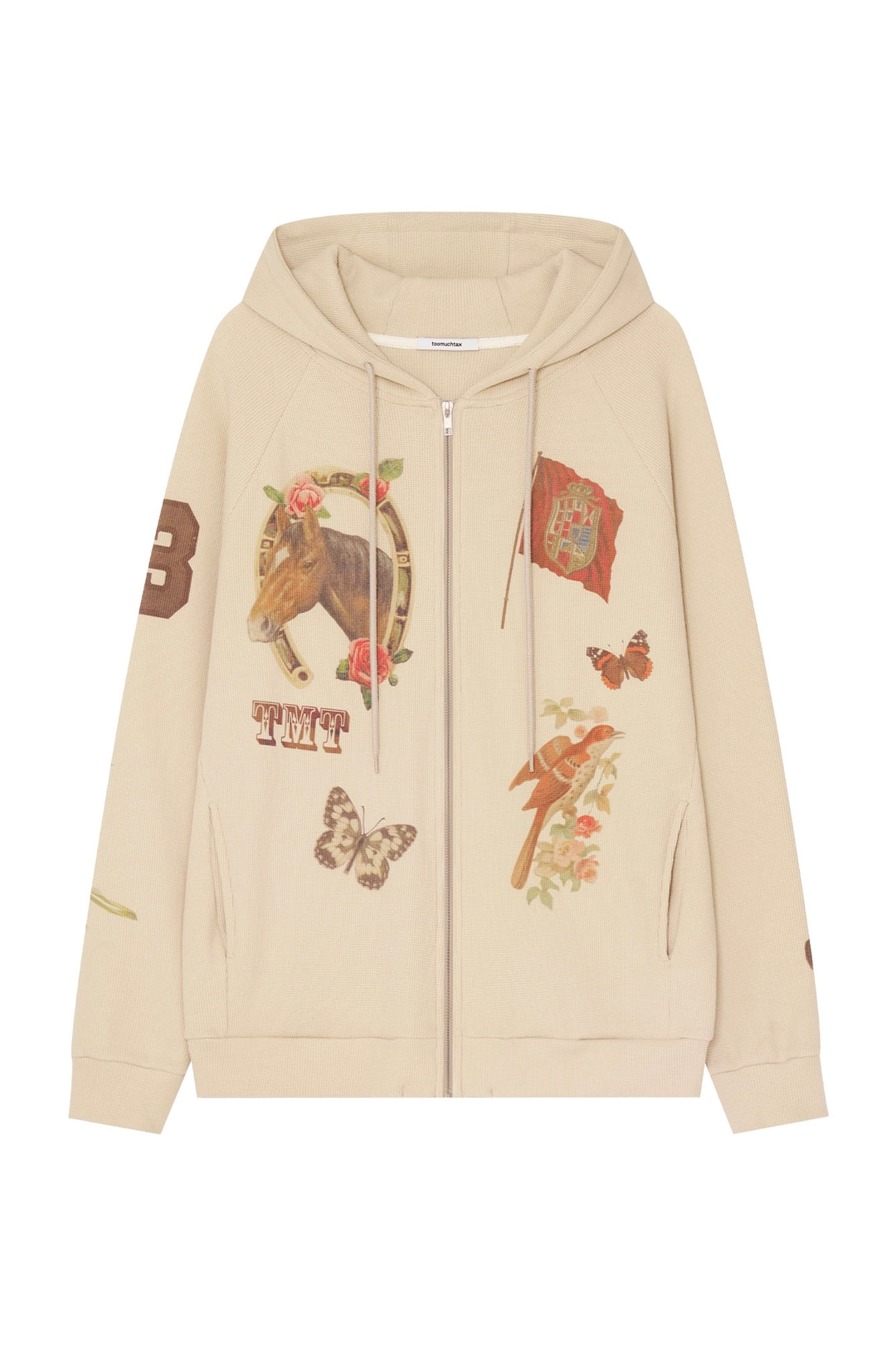 투머치택스 WESTERN WAFFLE ZIP-UP HOODIE (BEIGE) 상품 이미지 1