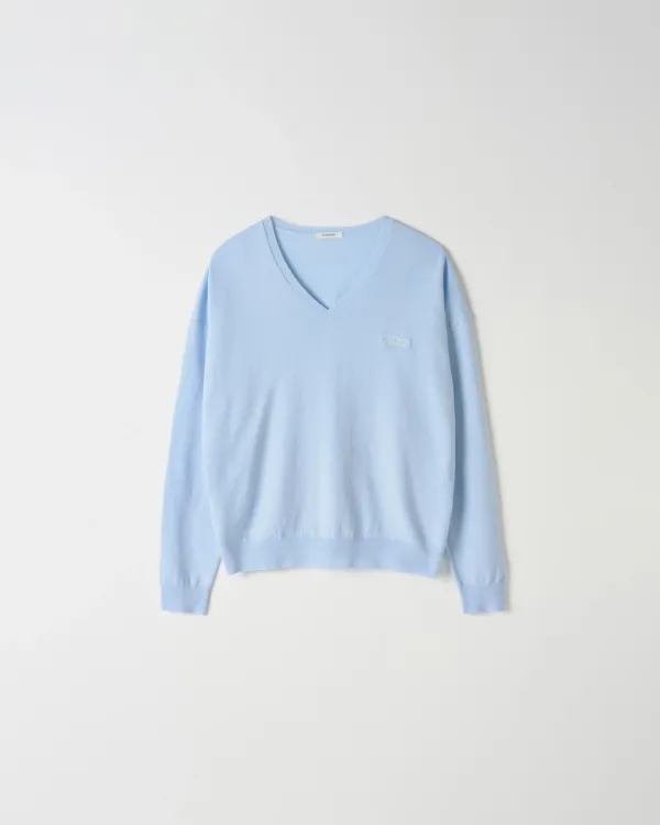 Silk Blend V-Neck Knit [SKY BLUE]