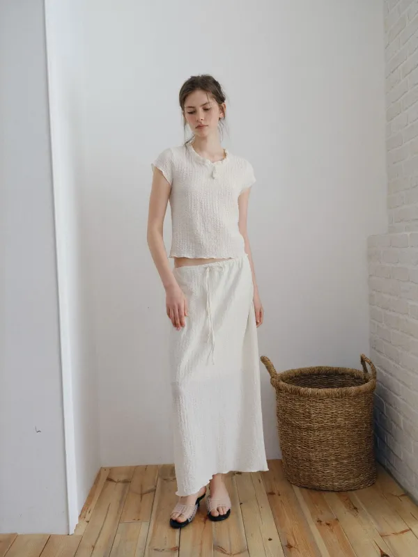 Crinkle Long Skirt (Ivory)