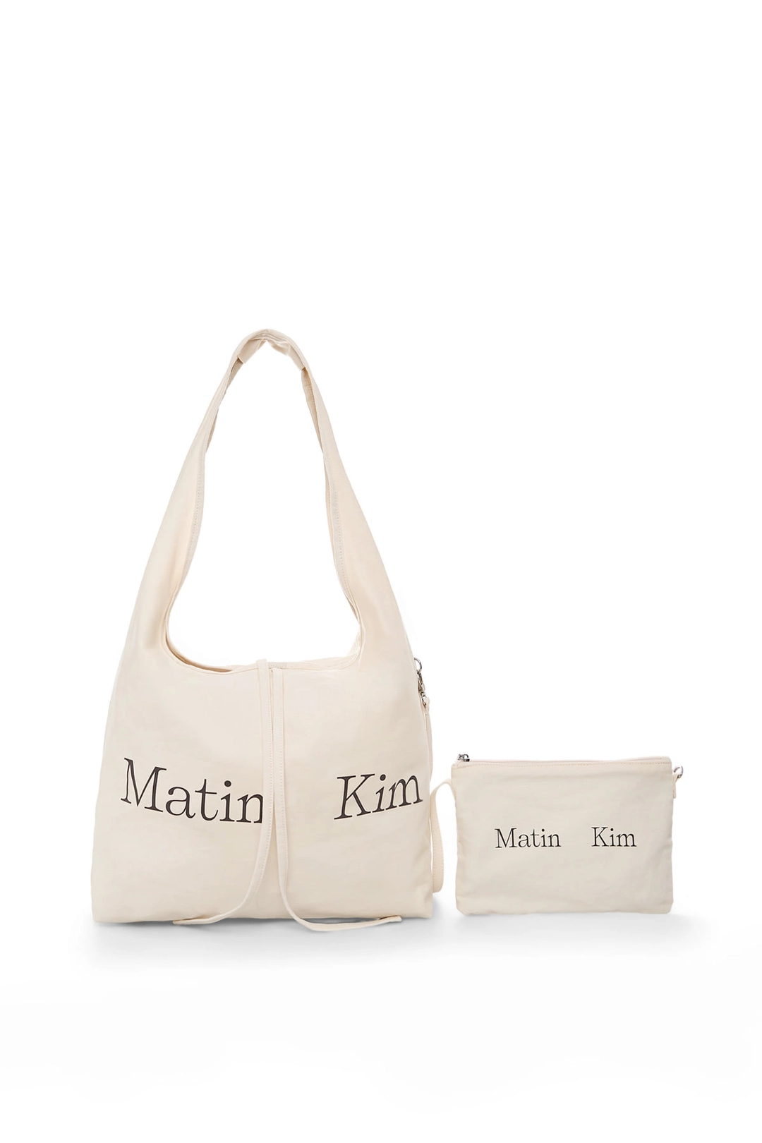마뗑킴 LOGO POINT ROUND ECOBAG IN IVORY 상품 이미지 2