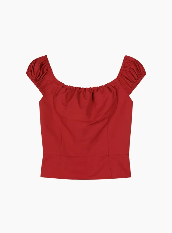 PUFF COTTON BLOUSE (RED)