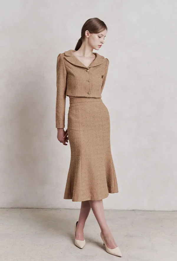 Kylie Tweed Skirt (Beige)