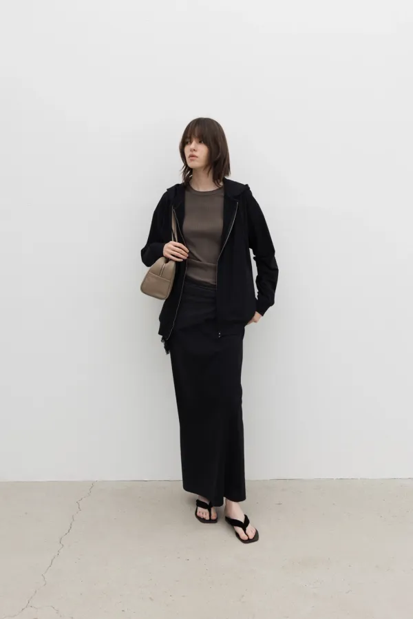 Brushed Jersey Skirt (Ivory / Gray / Black)