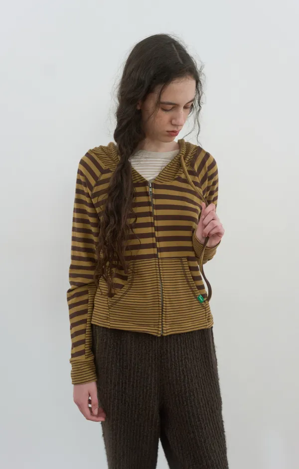 444. Kooky Hooded Zip-up_Yellow Brown