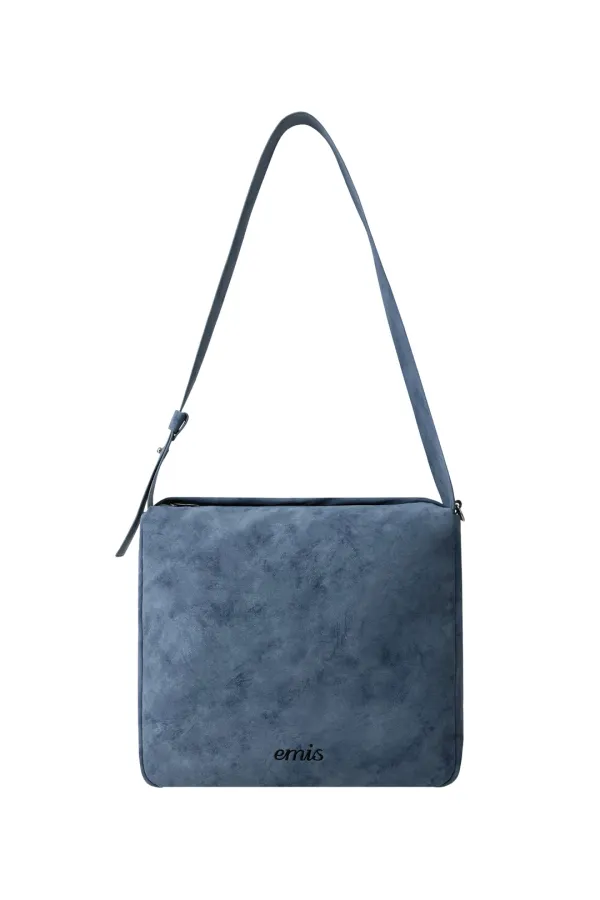 WIDE STRAP SHOULDER BAG-BLUE