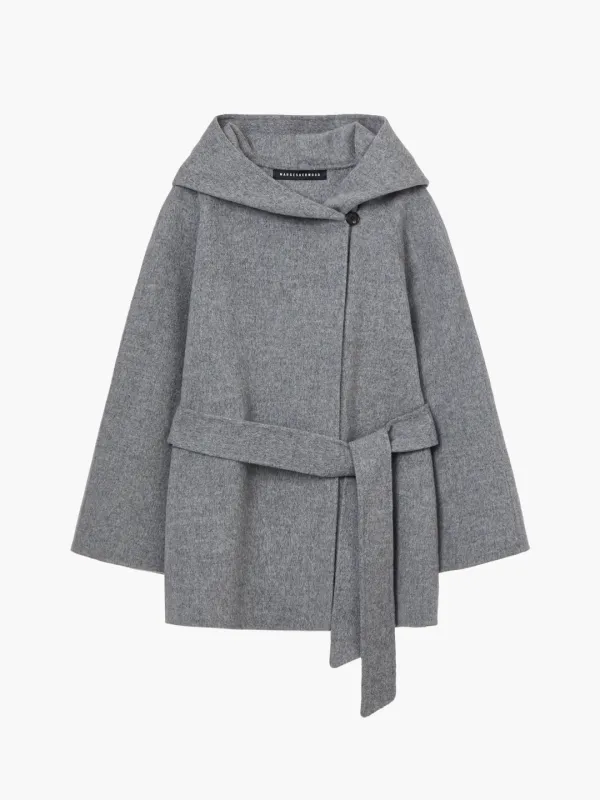 HALF-BELTED HANDMADE COAT_grey