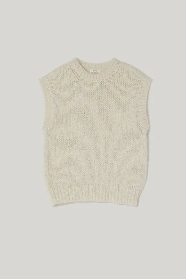 Alpaca sleeveless knit (Cream)