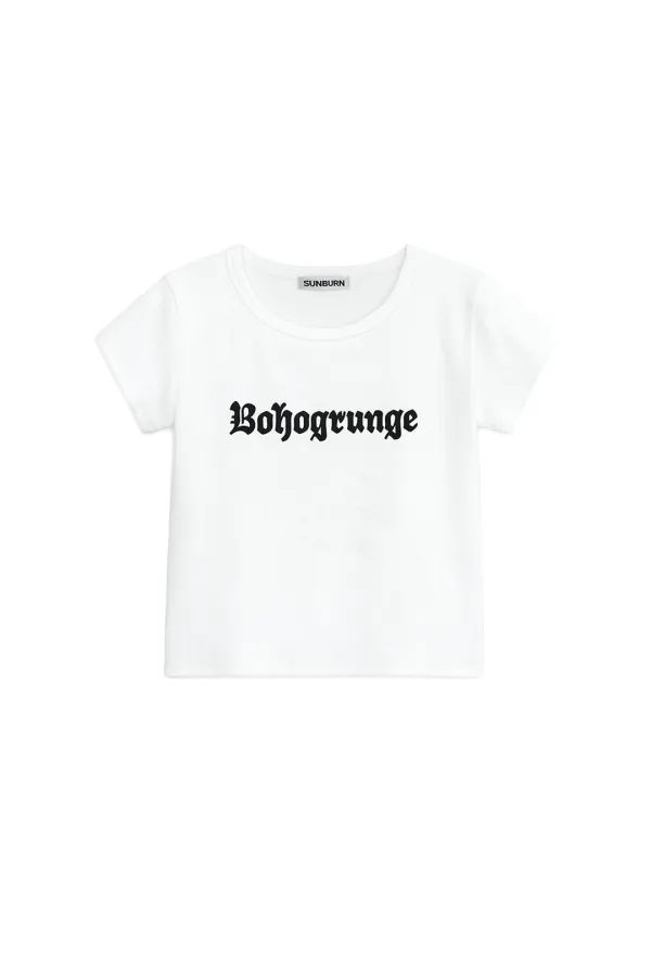 BOHOGRUNGE CAP SLEEVE T-SHIRT, WHITE