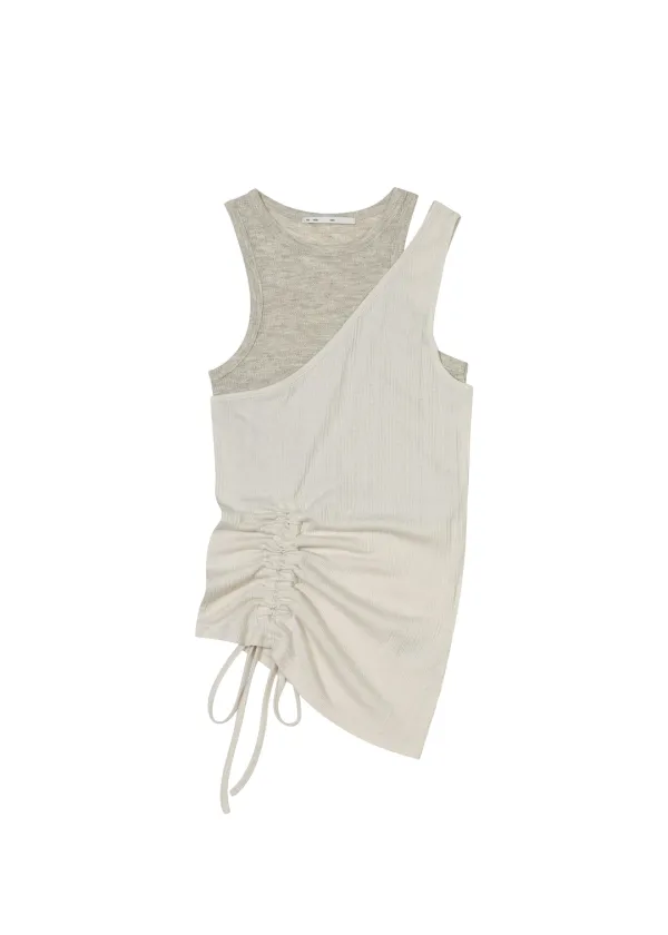 [2ND] OFFSET WAFFLE TOP, BEIGE