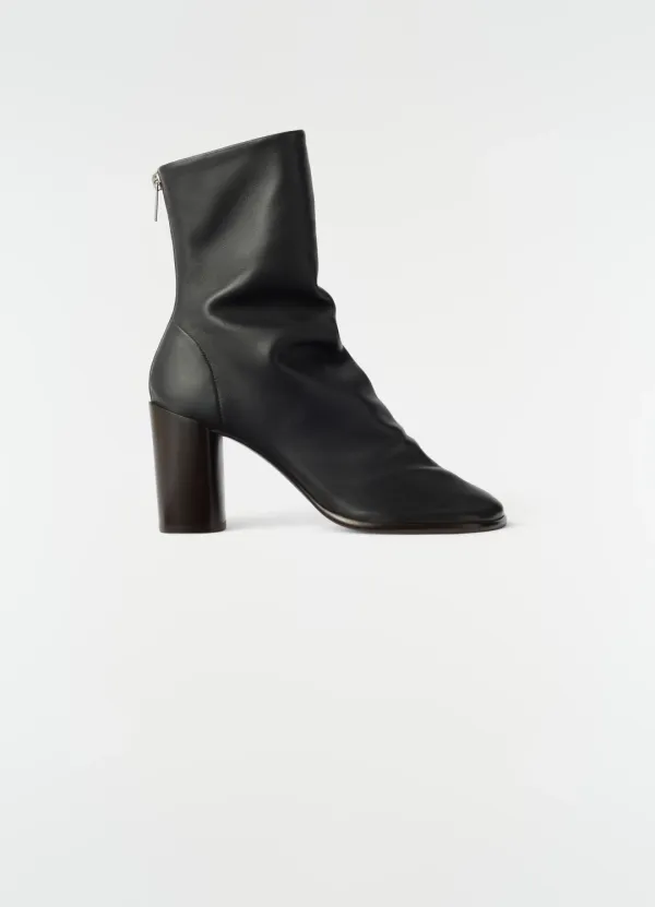 GLOVE ANKLE BOOTS WITH 80MM HEEL IN LEATHER