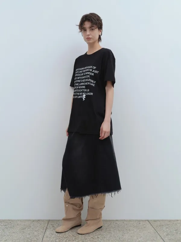 Denim Midi Wrap Skirt [Denim Black]