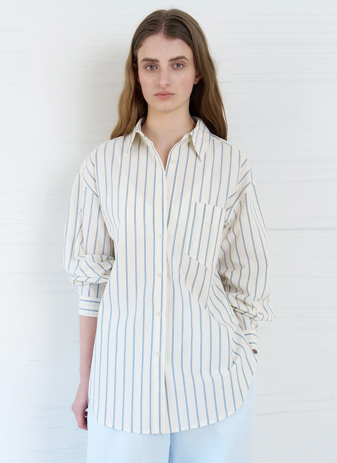 르닐 Arden Stripe Shirt (Light Blue) 상품 이미지 1