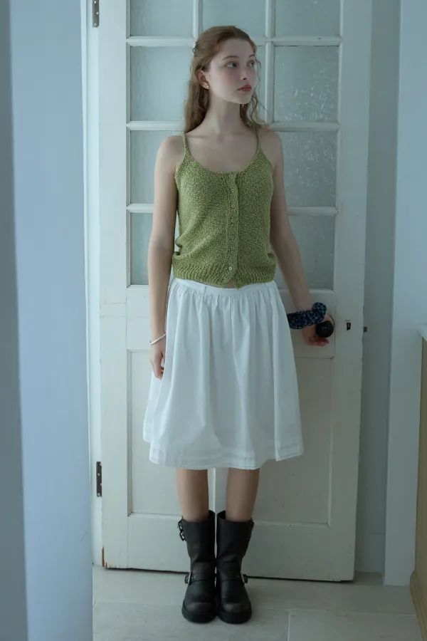 Cotton shirring skirt_ivory