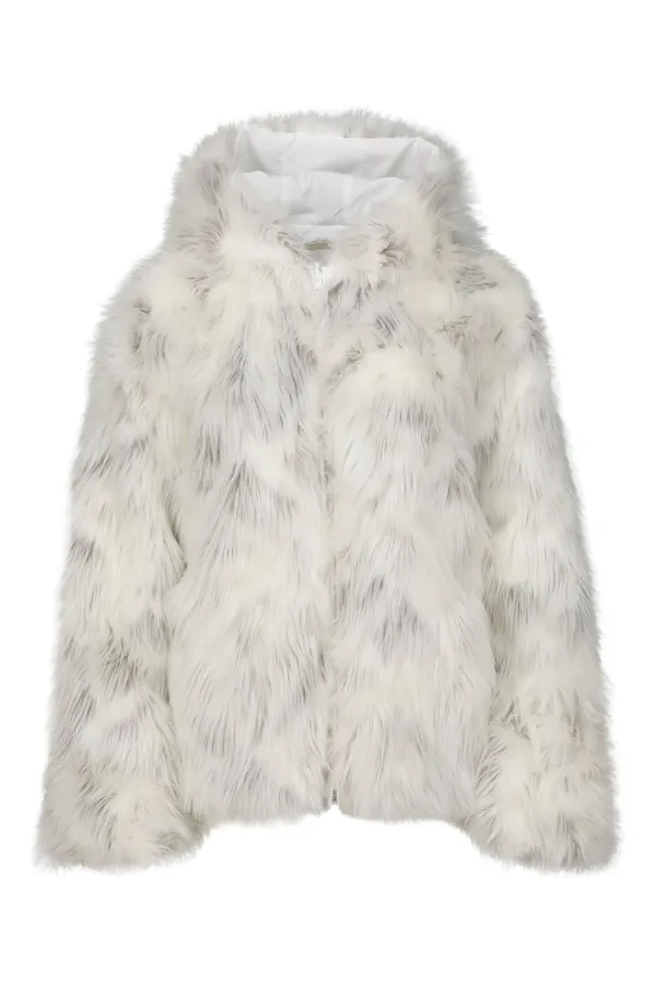 REVERSIBLE HOODIE FAUX FUR JACKET CREAM