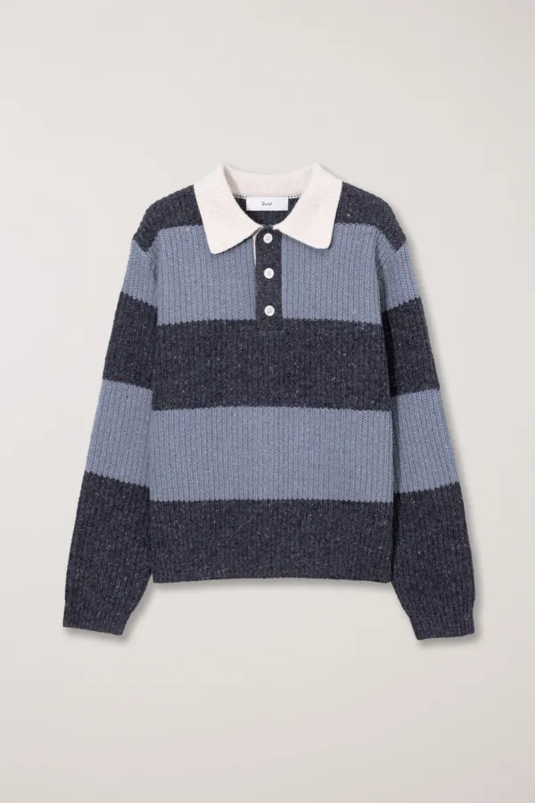 UNISEX CHUNKY RUGBY SWEATER SOFTBLUE GREY_UDSW5C114B1