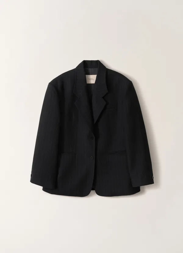 4TH / Pries Wool Tailored Jacket (Navy Stripe)