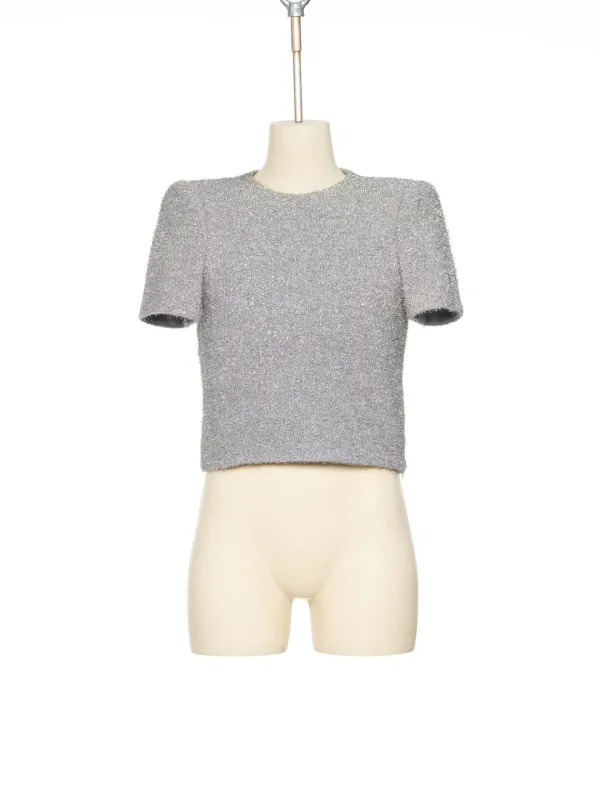 FW25 SILVER CURVY SHOULDER KNITTED TOP
