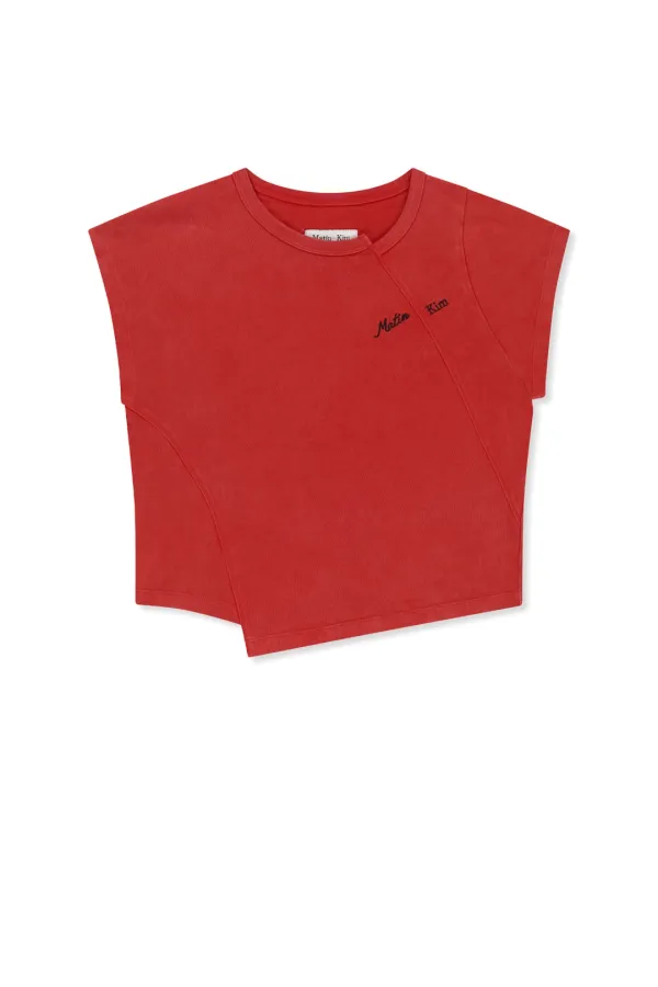 CURVED CUT SLIM TOP IN RED