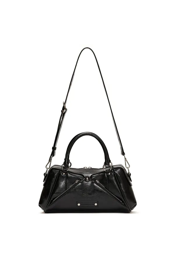 FAUX LEATHER MINI M.O.S BAG, BLACK