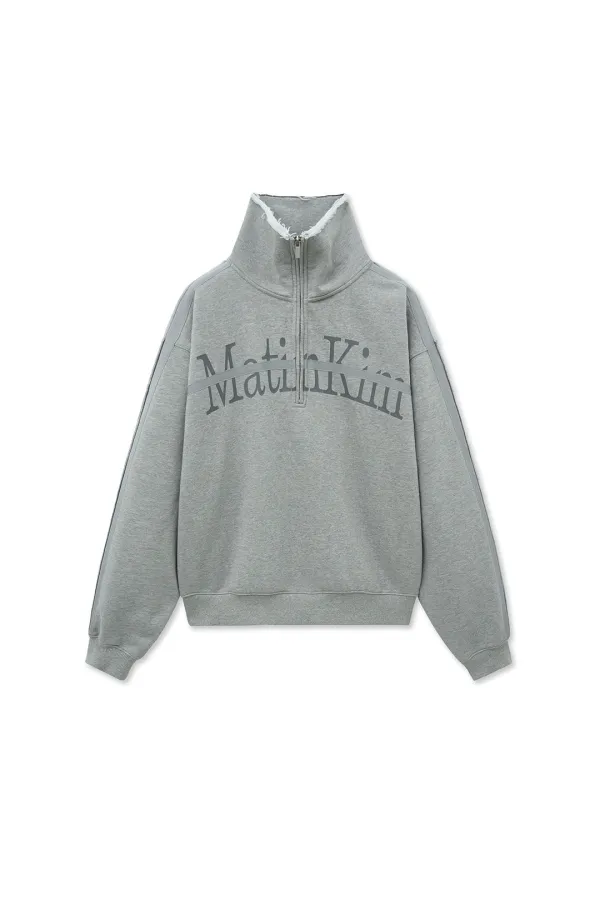 CUT OUT HALF ZIP SWEATSHIRT FOR WOMEN IN GREY