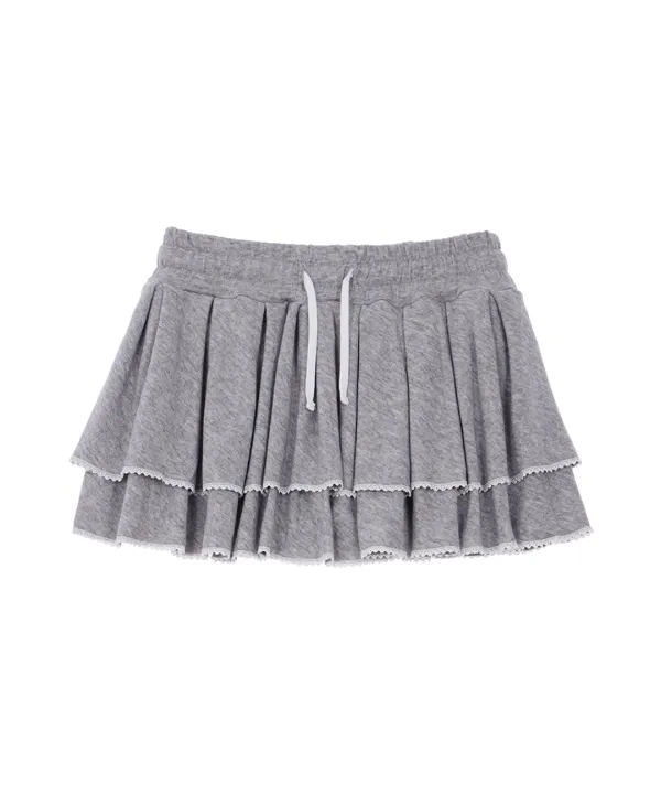 Lace Cancan Mini Skirt [Gray]