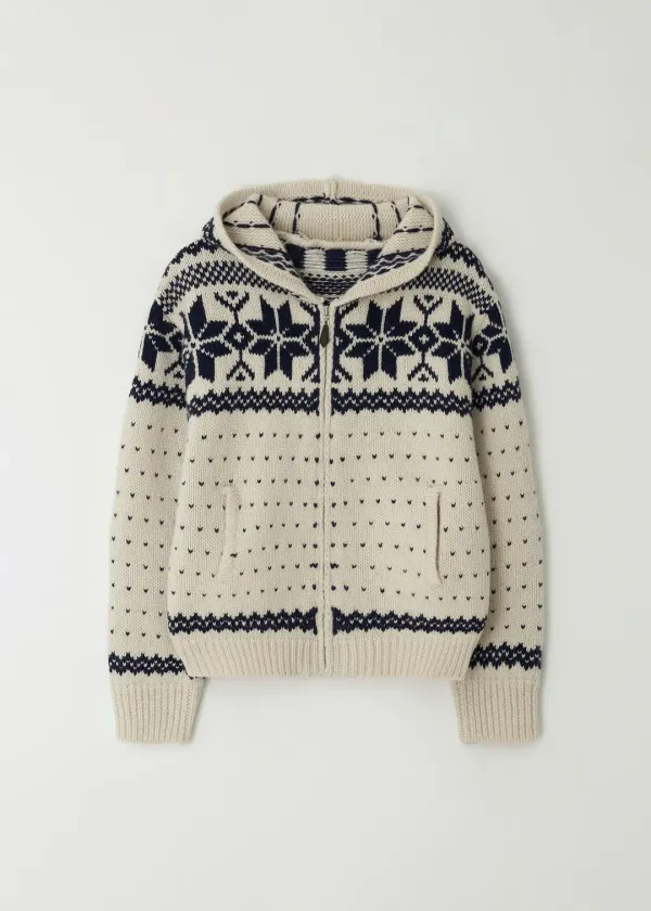 Jacquard Hood Zip-up(Ivory)