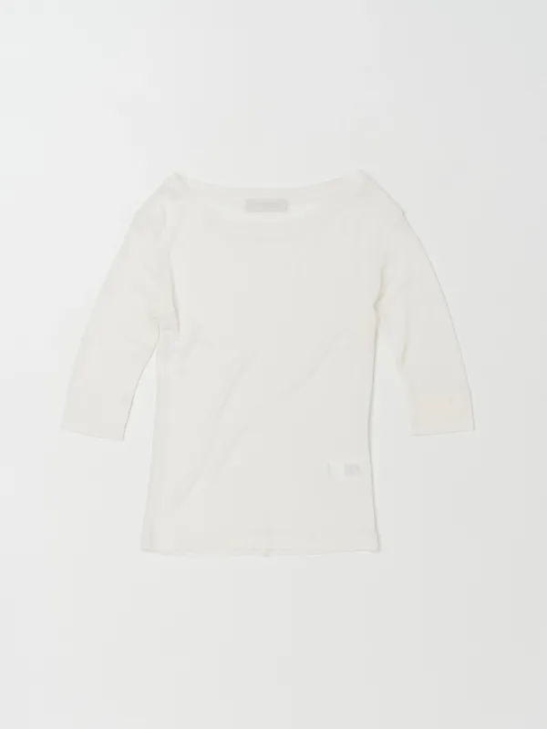 SHEER 3/4 SLEEVE TOP IN IVORY