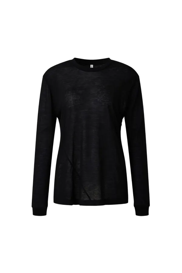 OBLIQUE LINE LONG SLEEVE TOP (BK)