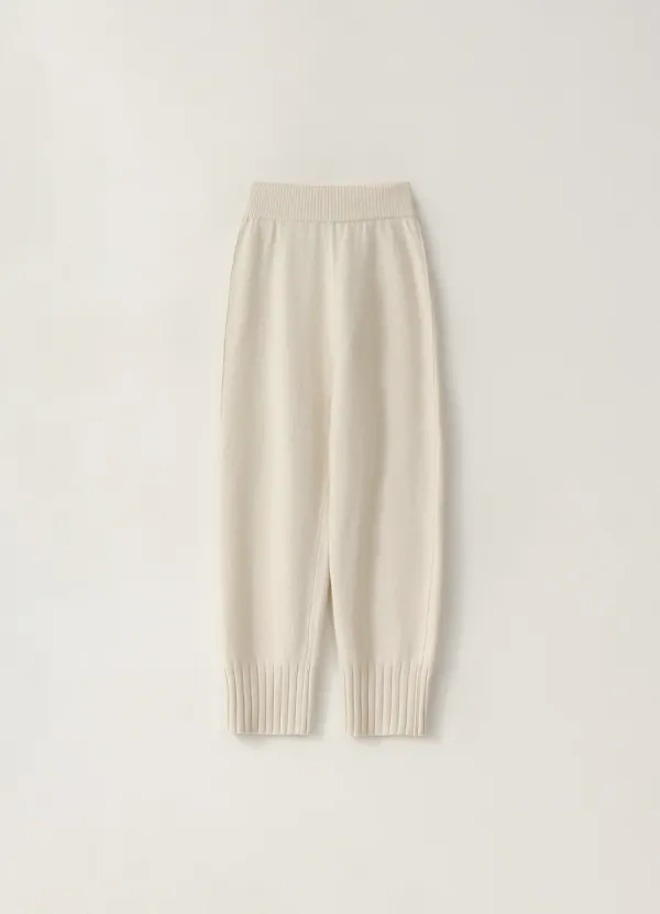 Merino Wool Knit Jogger Pants - Ivory