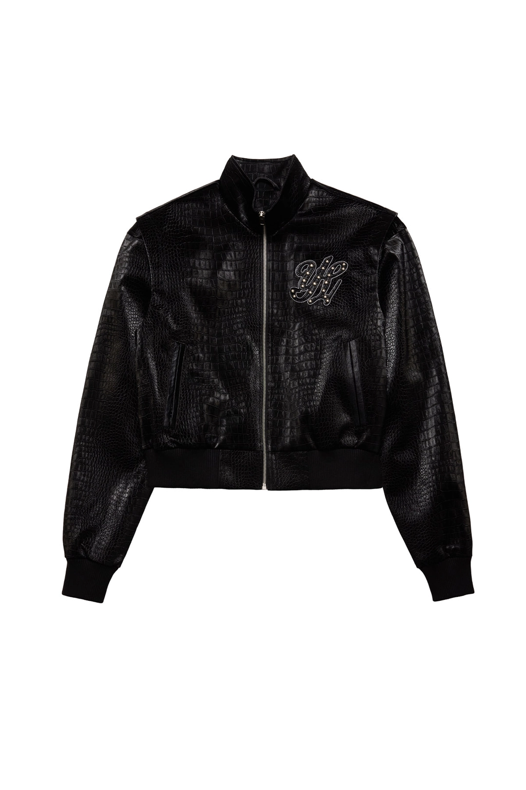 와이이이엘 FAUX CROCODILE LEATHER WINGED JACKET BLACK 상품 이미지 3