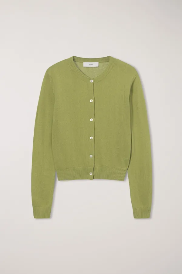 ESSENTIAL CREWNECK KNIT CARDIGAN OLIVE GREEN_UDSW6A209E1