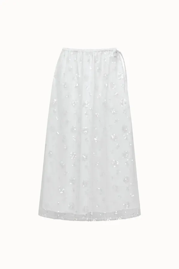 Spangle layered Skirt[LMBESPSK5406]-Off-White