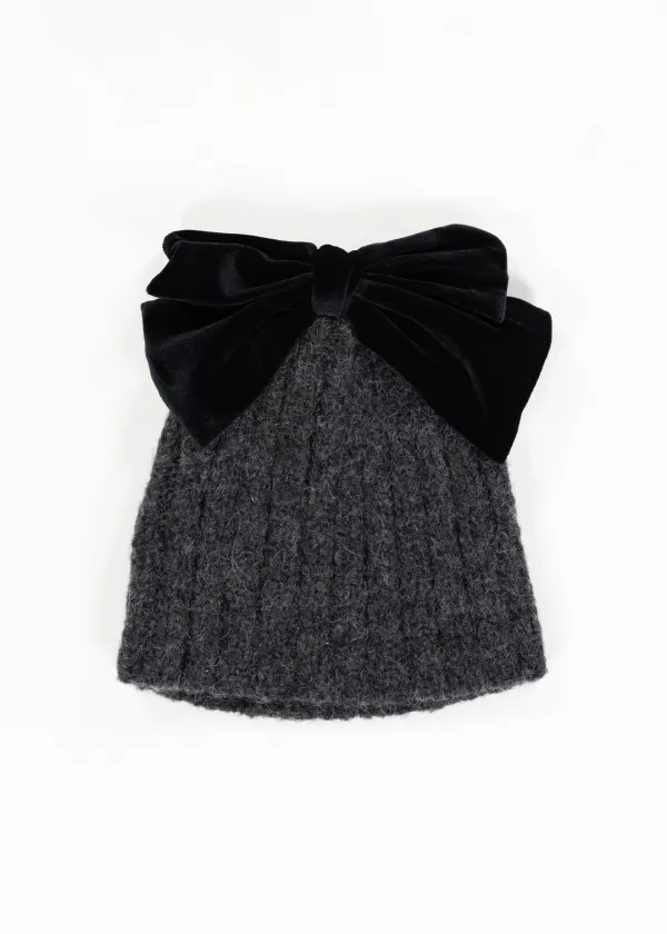 RIBBON ALPACA BEANIE - CHARCOAL