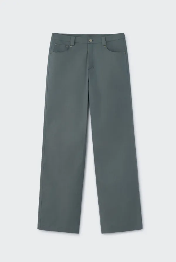 COATED SLIM FIT PANTS (SILVER GREY)