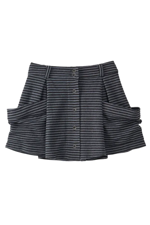 Stripe Pocket Mini Skirt_Charcoal
