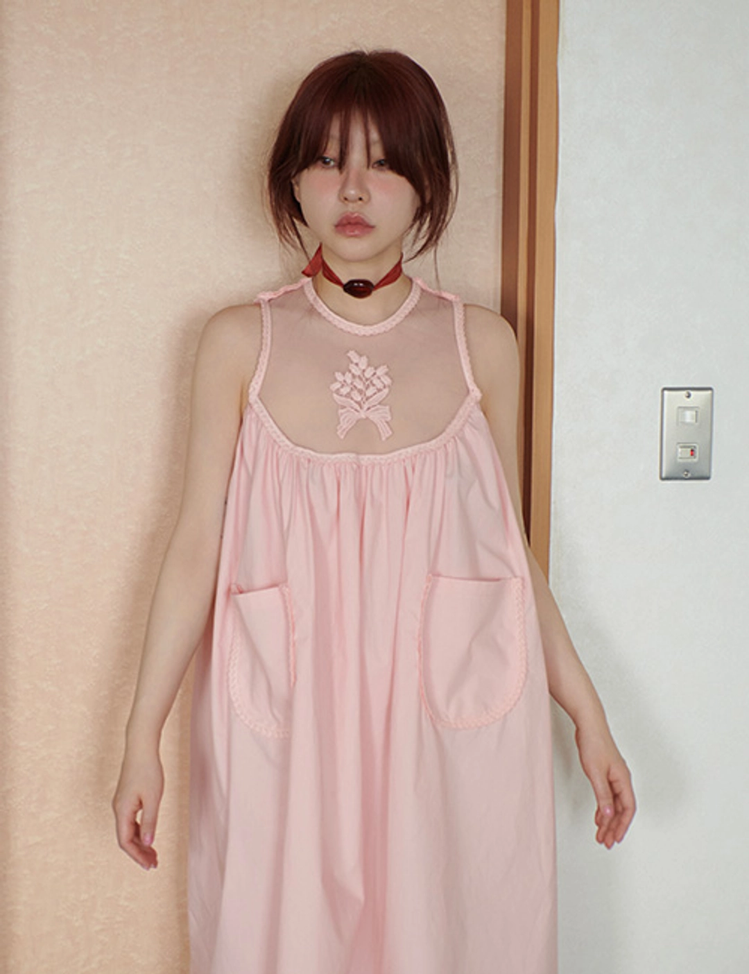 프레클 needlepoint midi dress in pink 상품 이미지 2