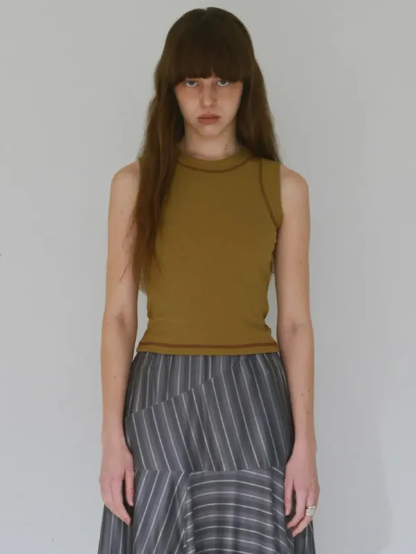 Stitch Sleeveless Top [Olive Brown]