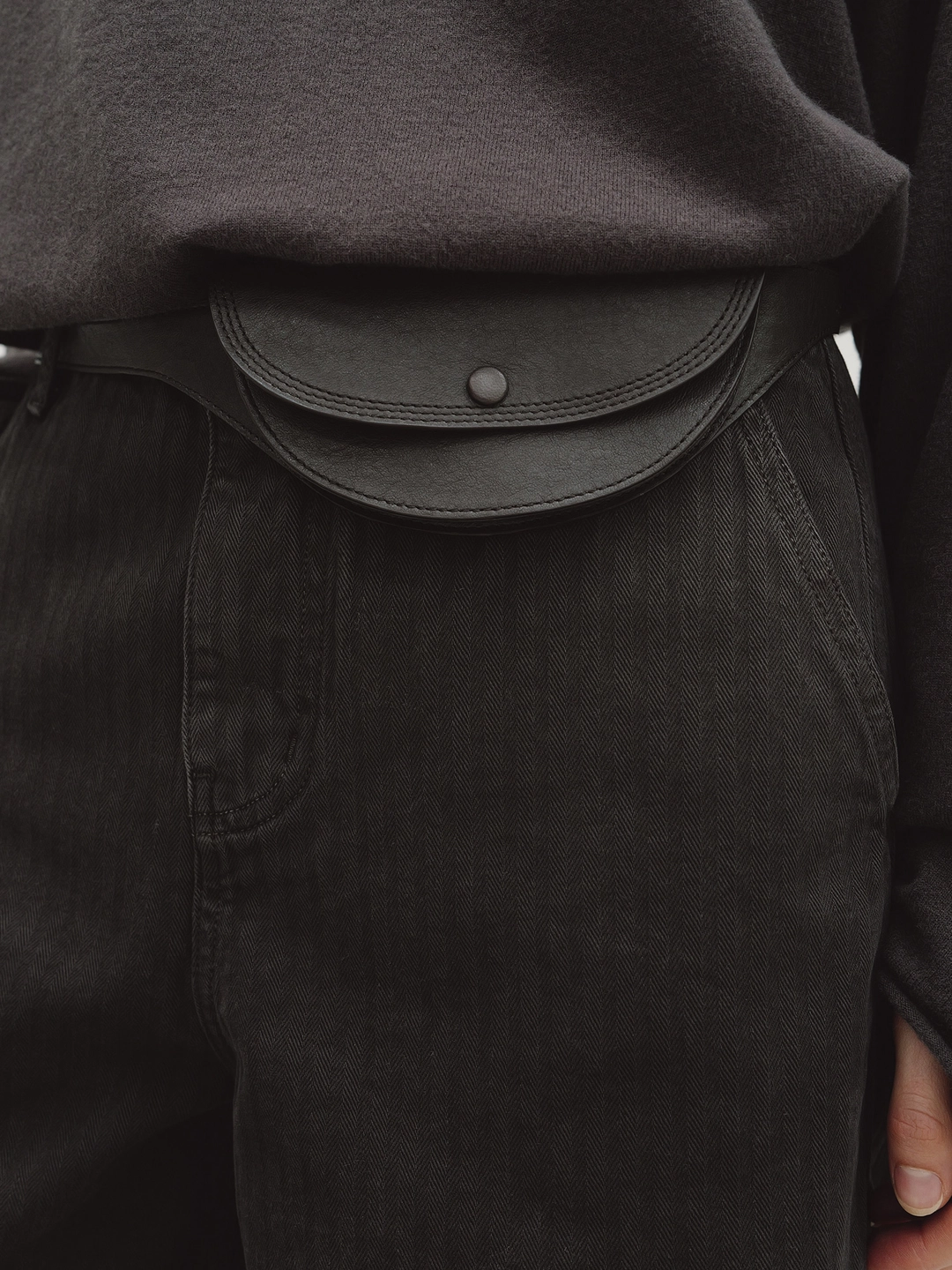 모이아 herringbone dyed denim (smoke brown) 상품 이미지 3