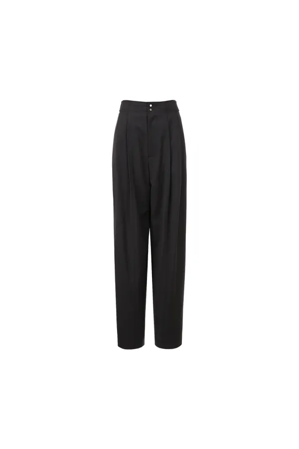 Snap Wool Slacks, Charcoal