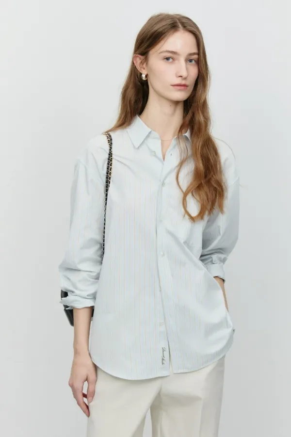 UNISEX OVERSIZED STRIPED SHIRT MISTYBLUE STRIPE_UDSH5A144B1