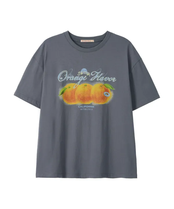 Sunset Orange Tee-Dark Grey