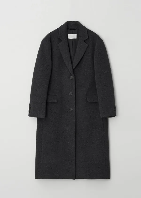 [10%] cashmere single long coat-charcoal