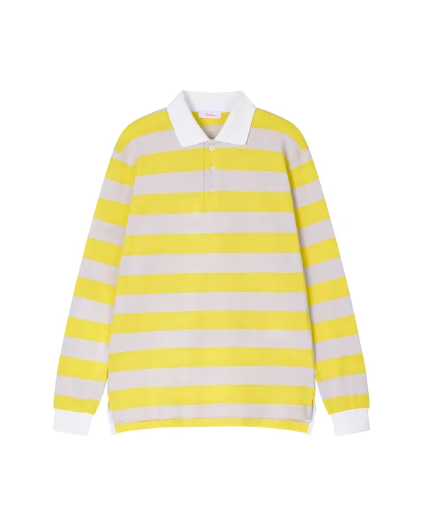 WIDE STRIPE RUGBY SHIRT, YELLOW