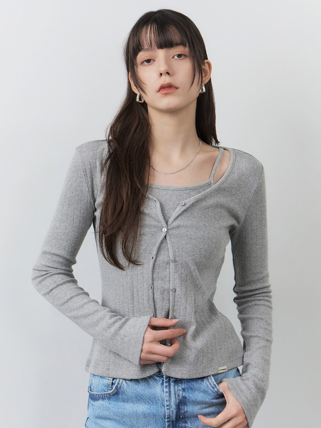 시티브리즈 아일렛 가디건 세트_MELANGE GREY 상품 이미지 2