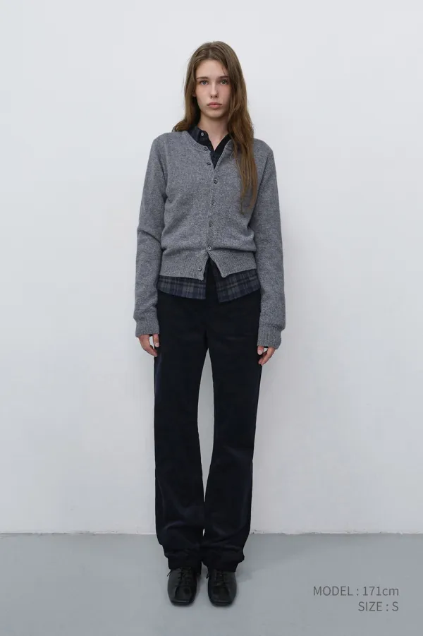 UNISEX CREWNECK KNIT CARDIGAN MELANGE GREY_UDSW6C101G2