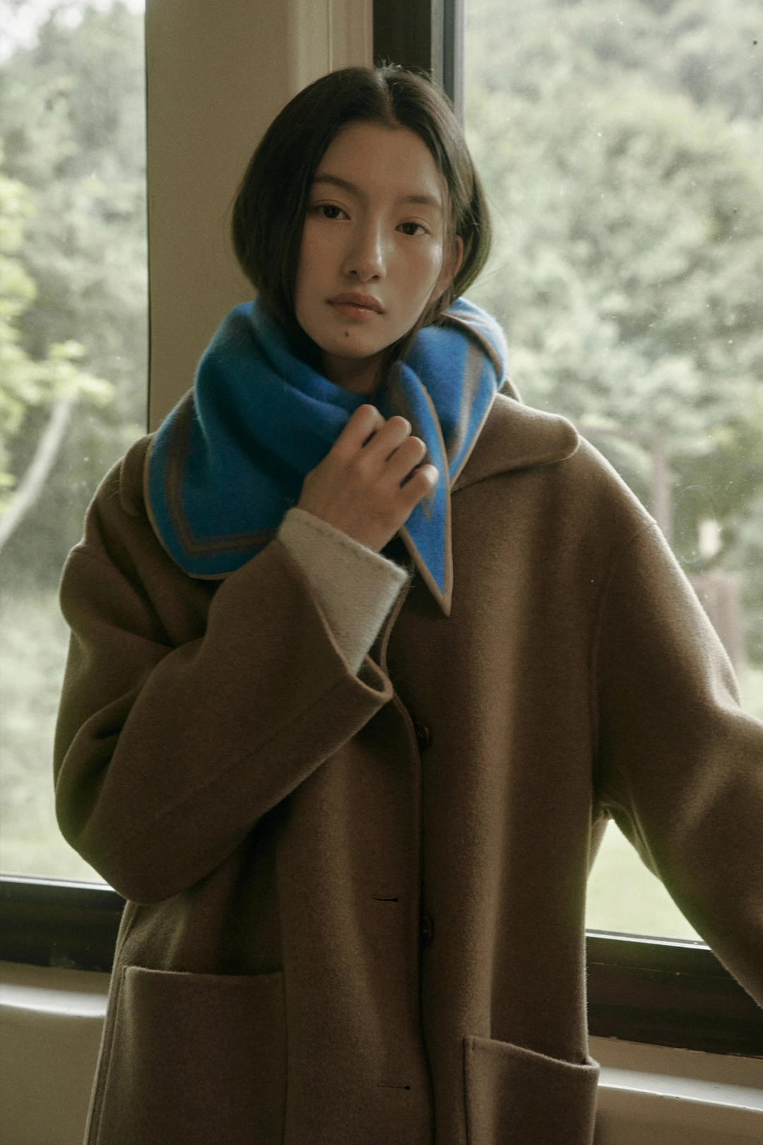 세이지먼트 EDAN COLOR SCHEME WOOL MUFFLER_BLUE-BROWN 상품 이미지 2