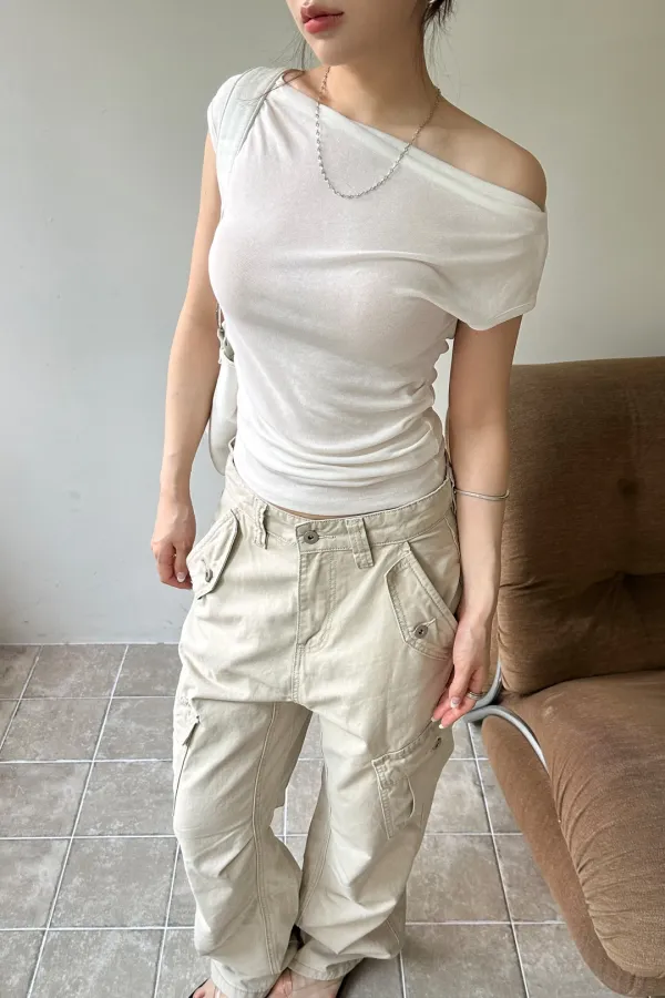 Drape Boat Neck Top (white)