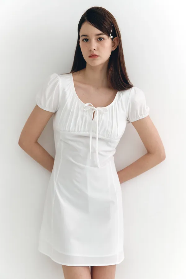 [아이브 레이 착용] Shirring Mini Dress White