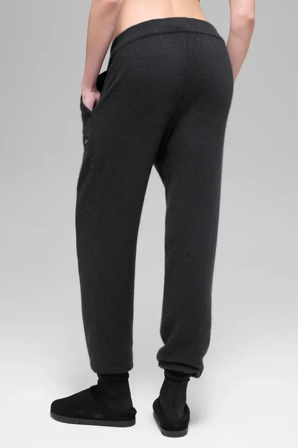 Wool Cashmere High-Waist New Class Jogger - Black