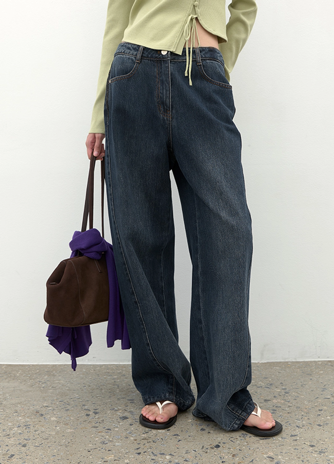 아뜰리에 나인 (PT-5807)SEMI CURVED SLUB WASHING DENIM PANTS 상품 이미지 2